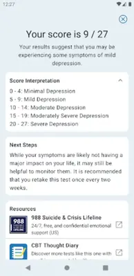 Depression Test android App screenshot 1